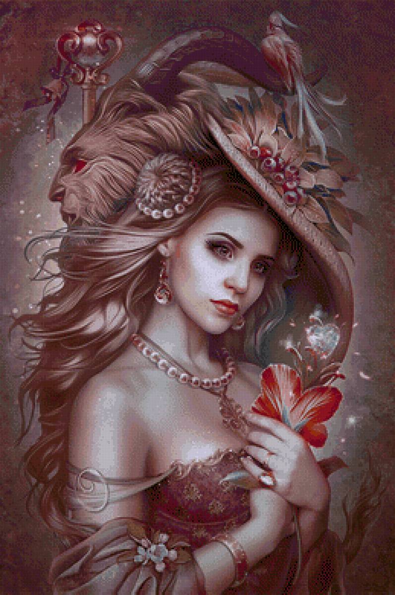 Scarlet Flower - damas y flores - предпросмотр