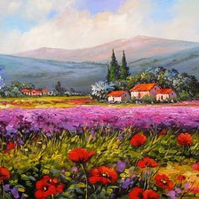 Схема вышивки «дом, цветы, поля»