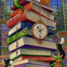 Схема вышивки «дракошки с книгами»