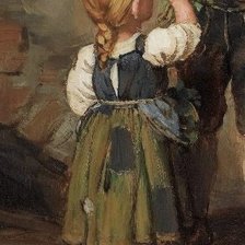 Схема вышивки «girl feeding rabbits»