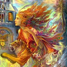 Схема вышивки «девушка с тигром»