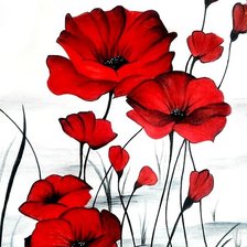 Схема вышивки «Маки на светлом фоне.»