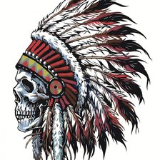 Схема вышивки «Череп с перьями»