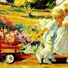 Схема вышивки «watercolor - pulling cart»