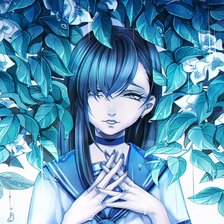 Схема вышивки «девушка в синем»