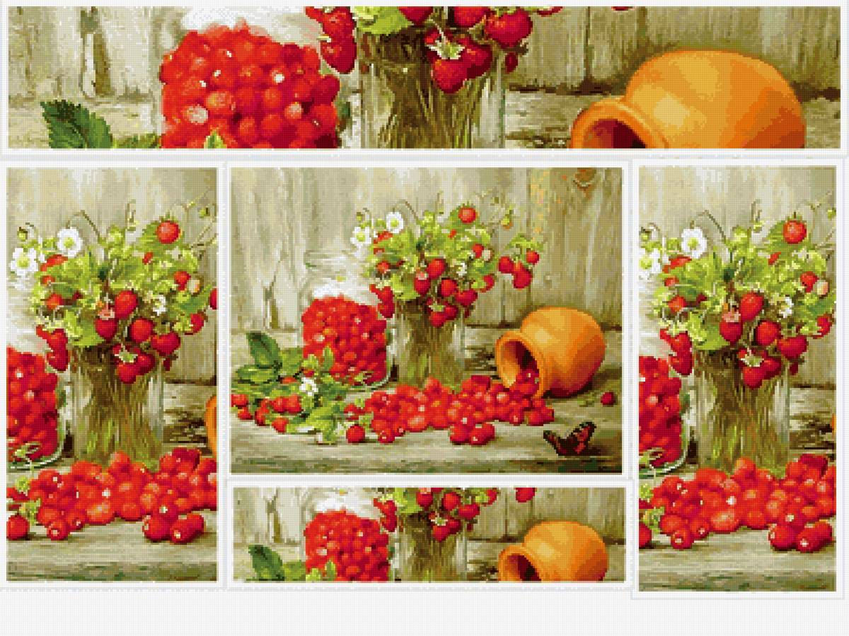 По картине Екатерины Калиновской Земляника - натюрморт, земляника, картина, ягоды, деревенский - предпросмотр