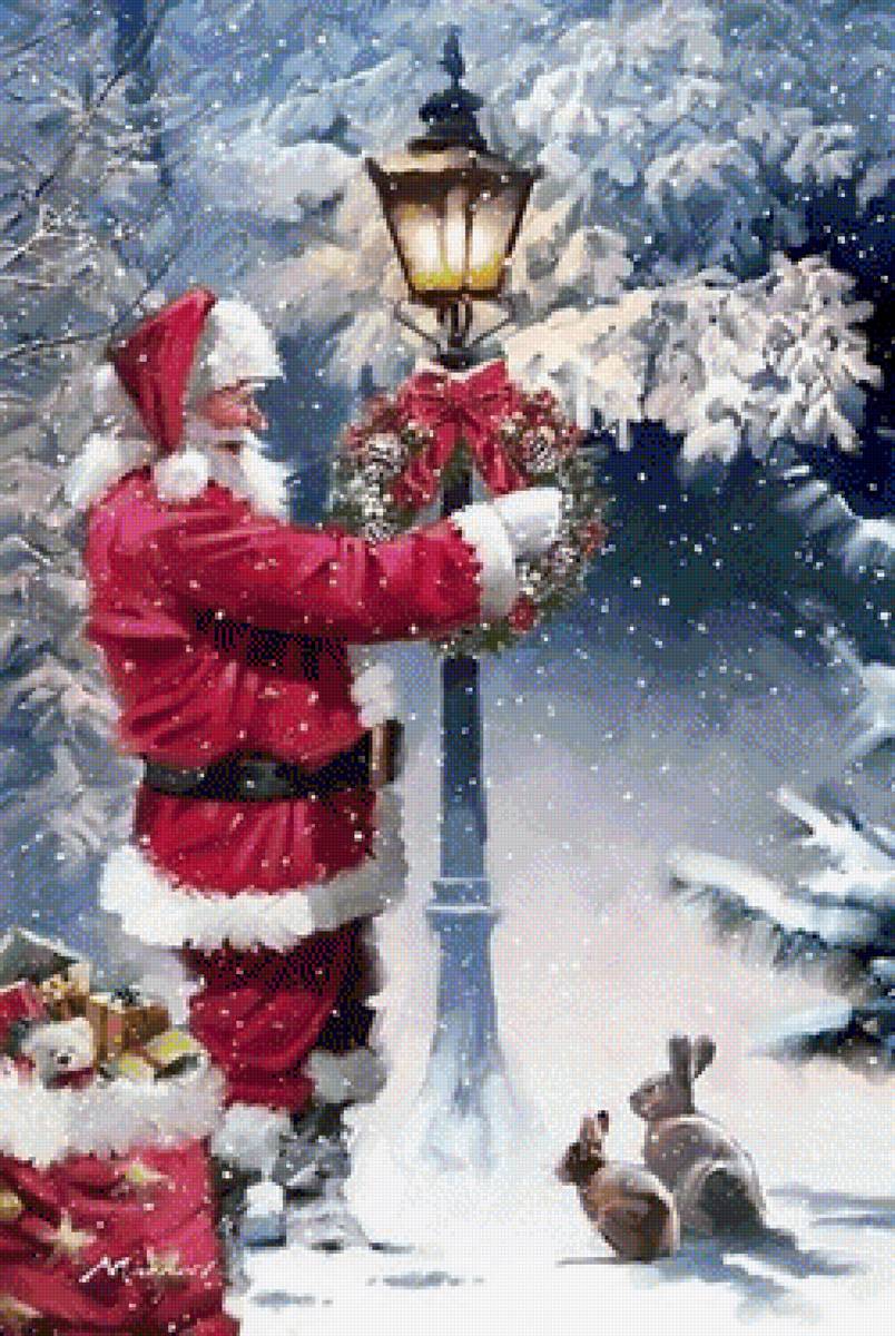 Santa and Lamp post - предпросмотр