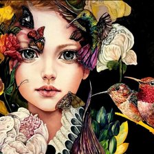 Схема вышивки «Девочка цветочек»