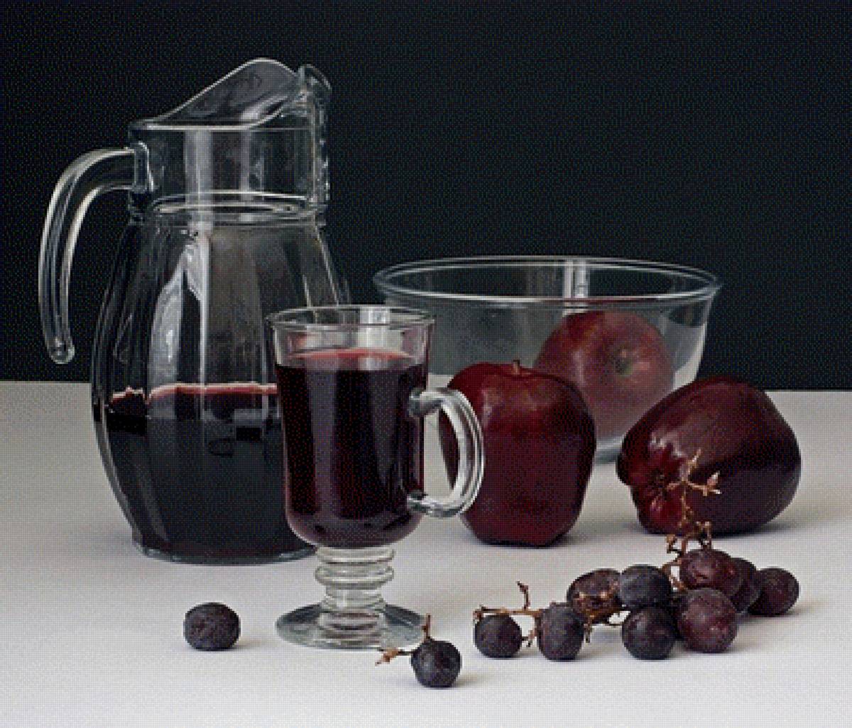 Сок - виноград, яблоки, фрукты, натюрморт, графин - предпросмотр