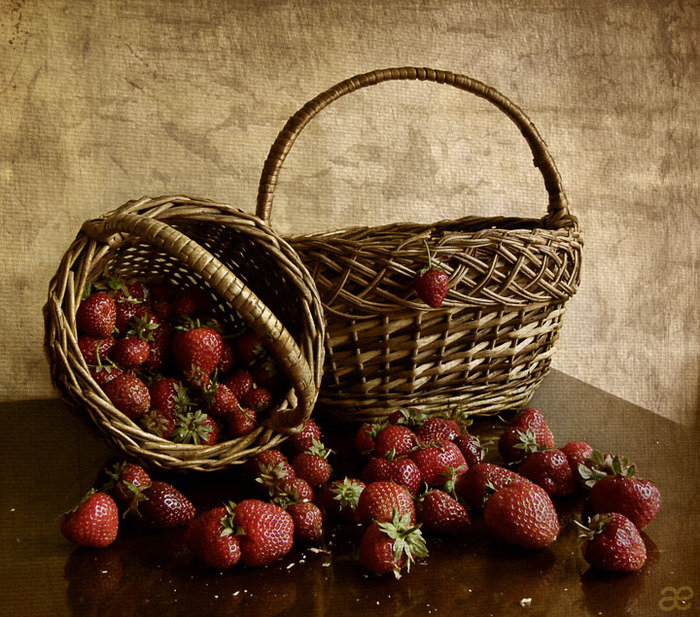 Клубника - натюрморт, клубника, корзина, ягода - оригинал