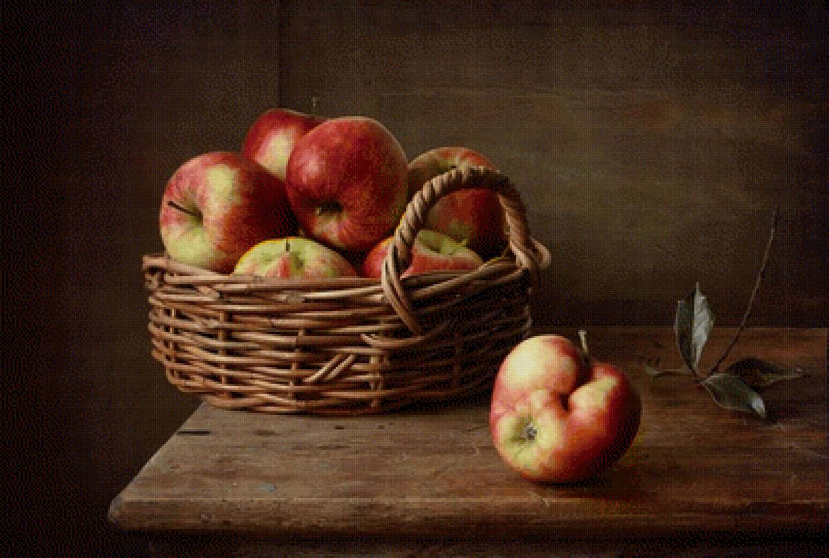 Яблоки - натюрморт, корзина, яблоки - предпросмотр