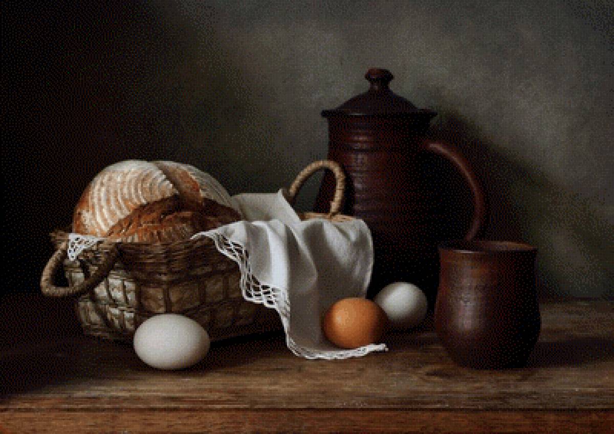 Деревенский натюрморт - хлеб, натюрморт, кувшин - предпросмотр