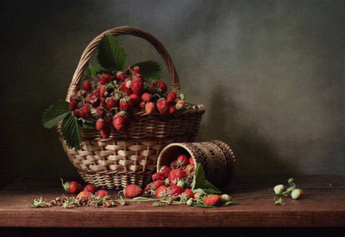 Земляника - лето, натюрморт, корзина, земляника - предпросмотр