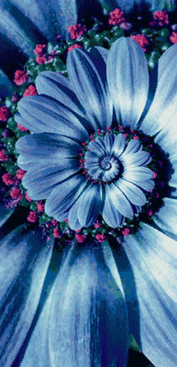 Цветок - голубой, спираль, цветок - предпросмотр