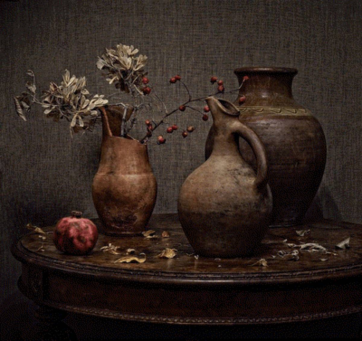 Натюрморт - букет, натюрморт, кувшин, гранат - предпросмотр