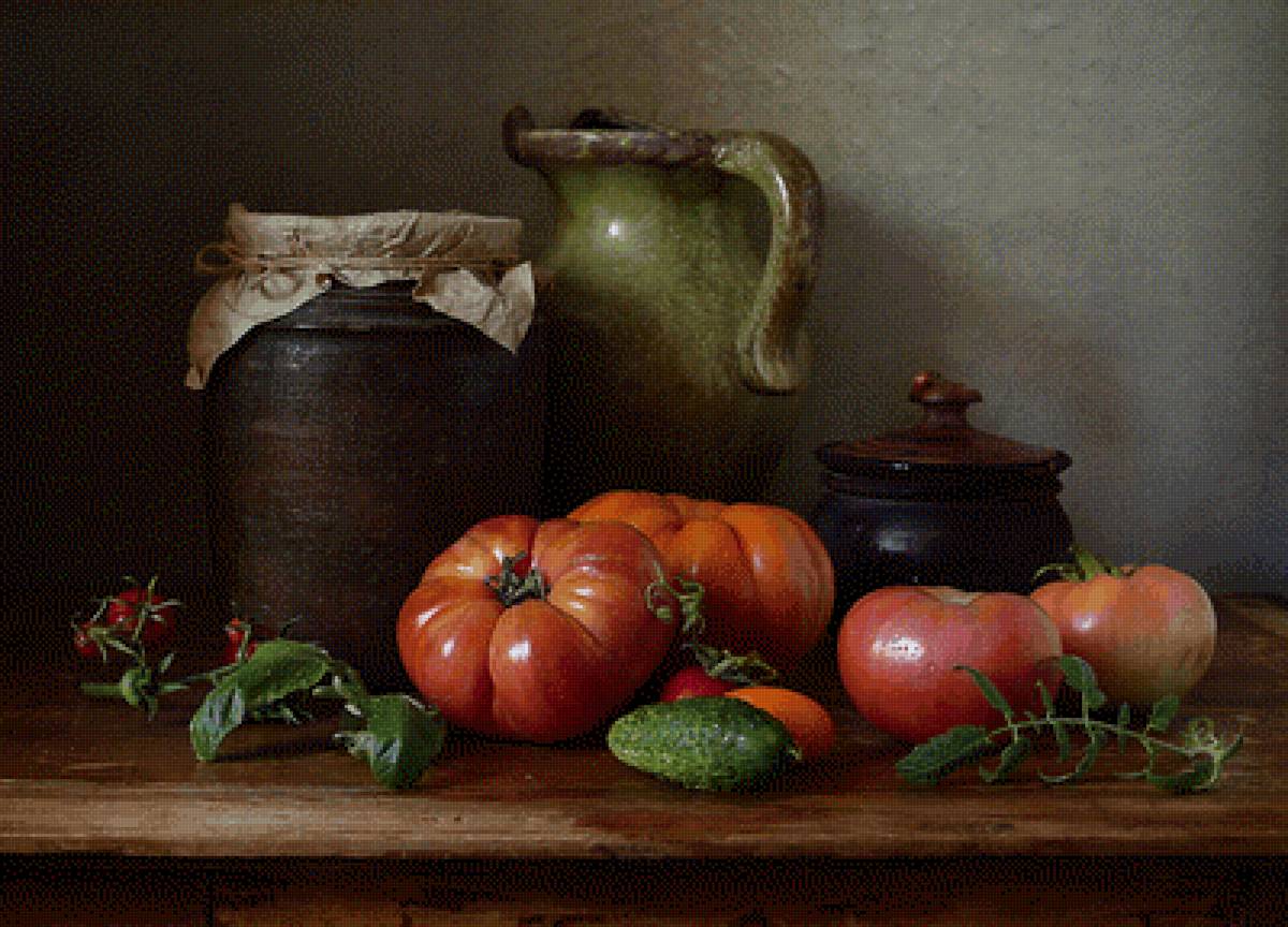 Помидоры - натюрморт, кувшин, помидоры - предпросмотр