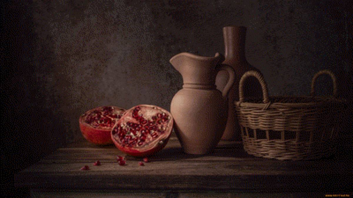 Гранат - натюрморт, кувшин, гранат - предпросмотр