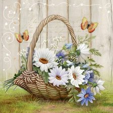 Схема вышивки «Ромашки в лукошке»