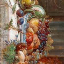 Схема вышивки «ХАНС ЗАЦКА. НАТЮРМОРТ С ГРИБАМИ И ФРУКТАМИ»