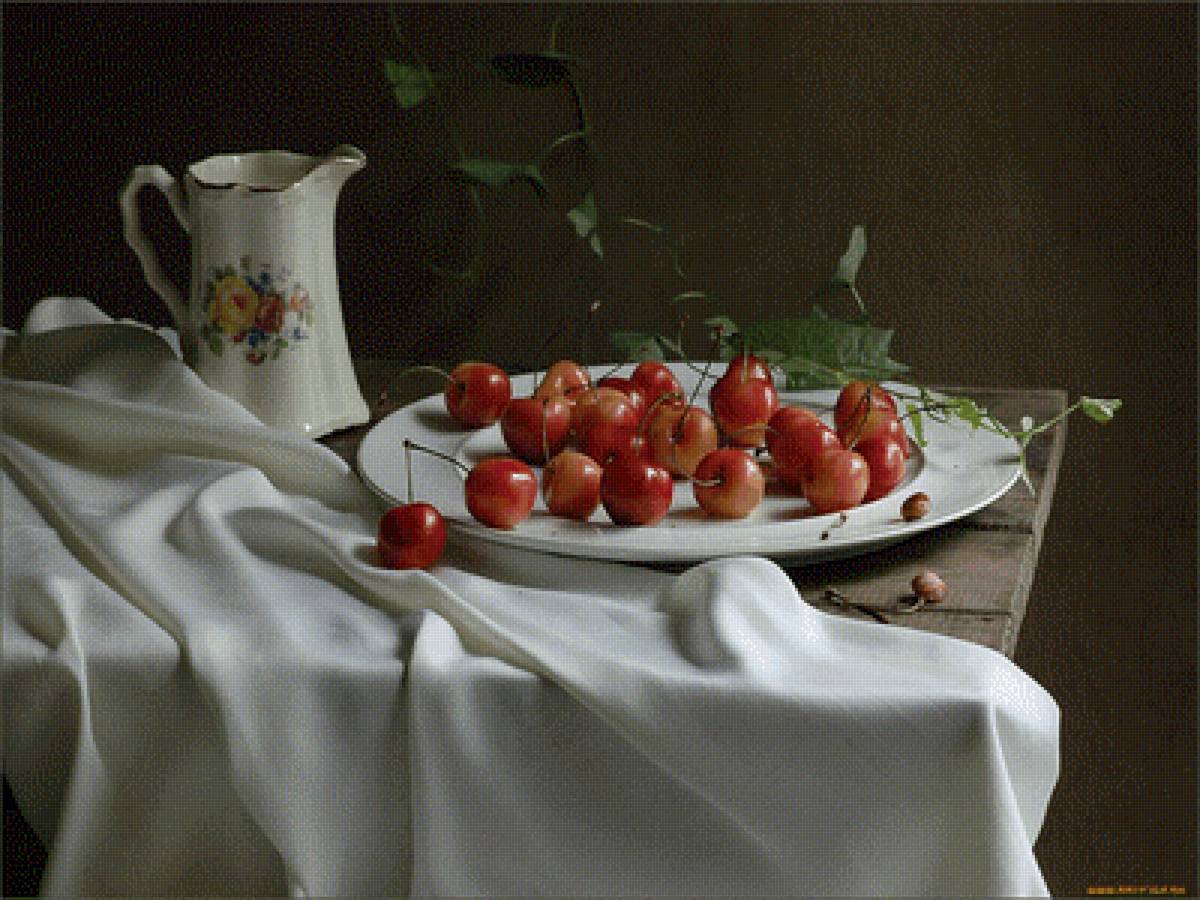 Немного вишни - вишня, натюрморт, ягоды - предпросмотр