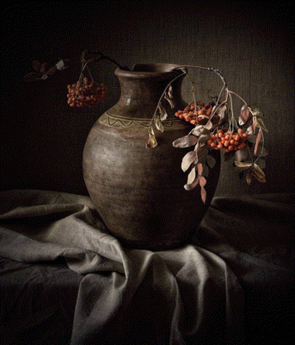 Рябина - ягода, рябина, кувшин, натюрморт - предпросмотр