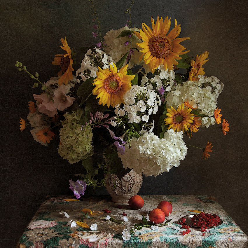 Яркое лето - букет, натюрморт, цветы, подсолнух - оригинал