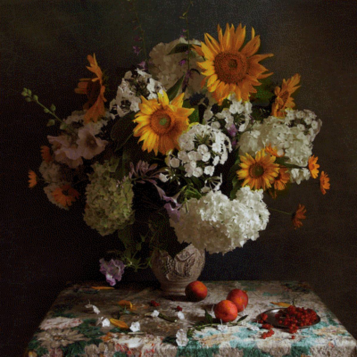 Яркое лето - натюрморт, цветы, подсолнух, букет - предпросмотр