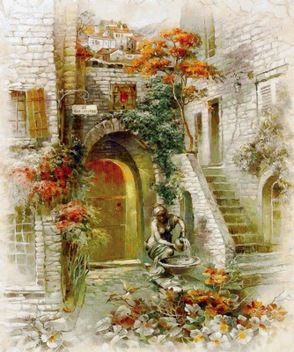 Римма Вьюгова. Фонтан - римма вьюгова, фонтан, пейзаж - предпросмотр