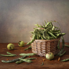 Схема вышивки «Стручковая фасоль и яблоки»