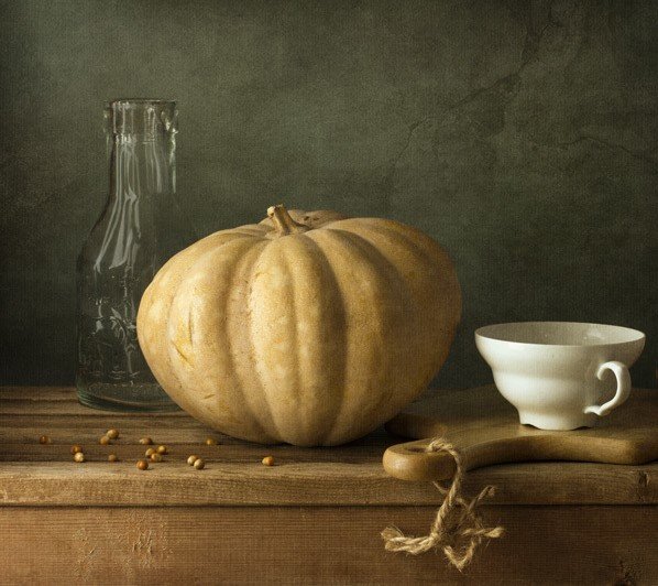 Тыква - натюрморт, кружка, кухня, тыква - оригинал