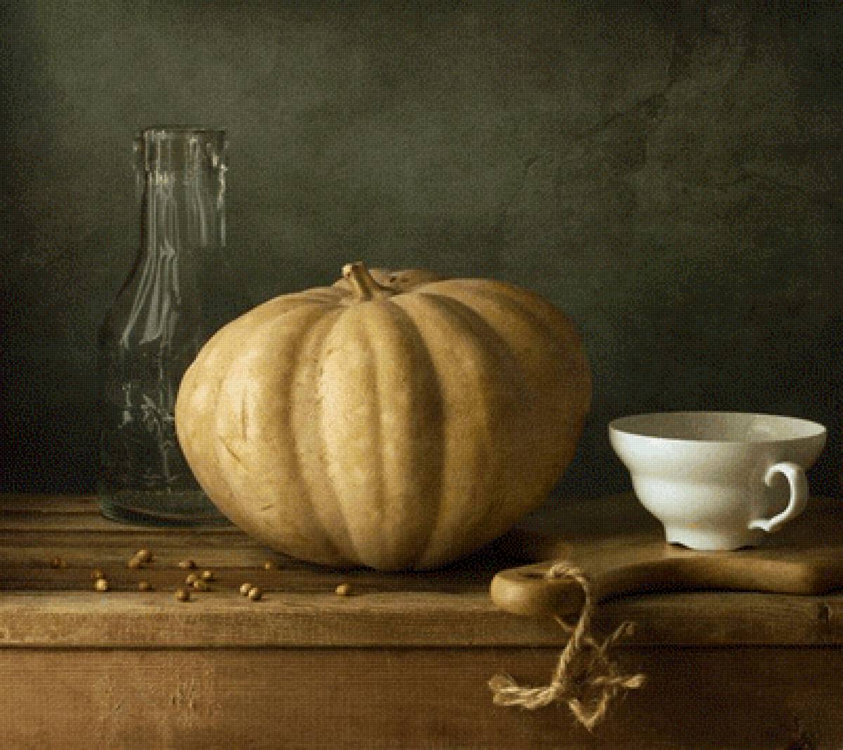Тыква - натюрморт, тыква, кружка, кухня - предпросмотр