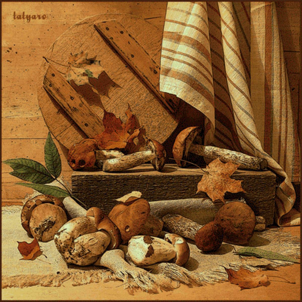 Грибная пора - натюрморт, грибы, корзина - предпросмотр
