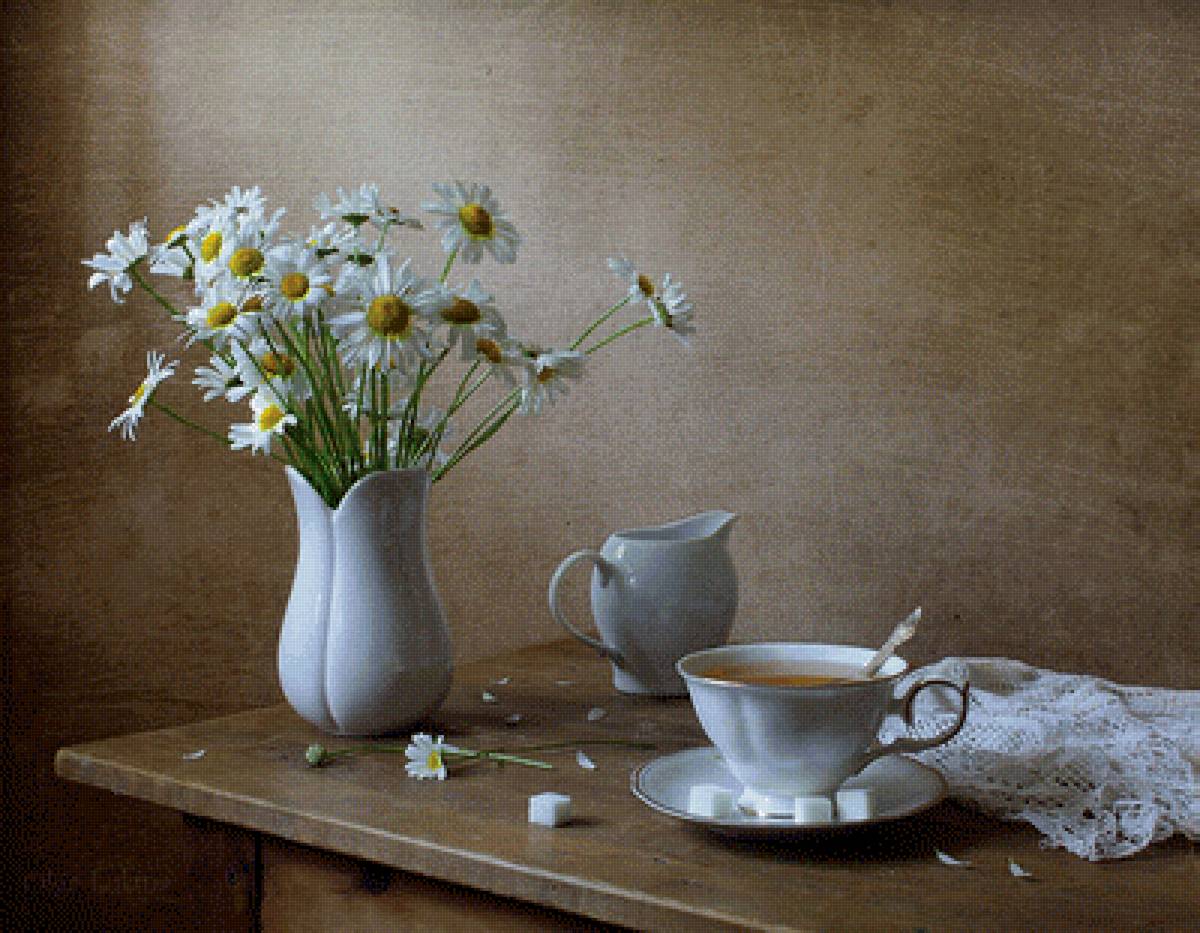 №2519968 - чай, натюрморт, ромашки, букет - предпросмотр