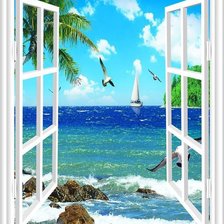 Схема вышивки «море , окно»