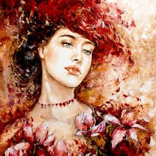 Схема вышивки «Девушка с магнолиями»