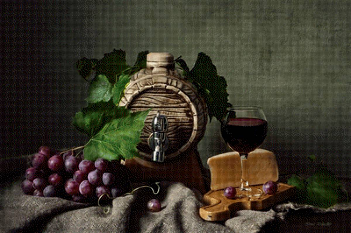 Молодое вино - натюрморт, виноград, вино, сыр - предпросмотр