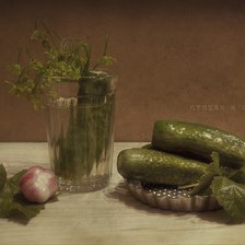 Схема вышивки «Про соленые огурцы»