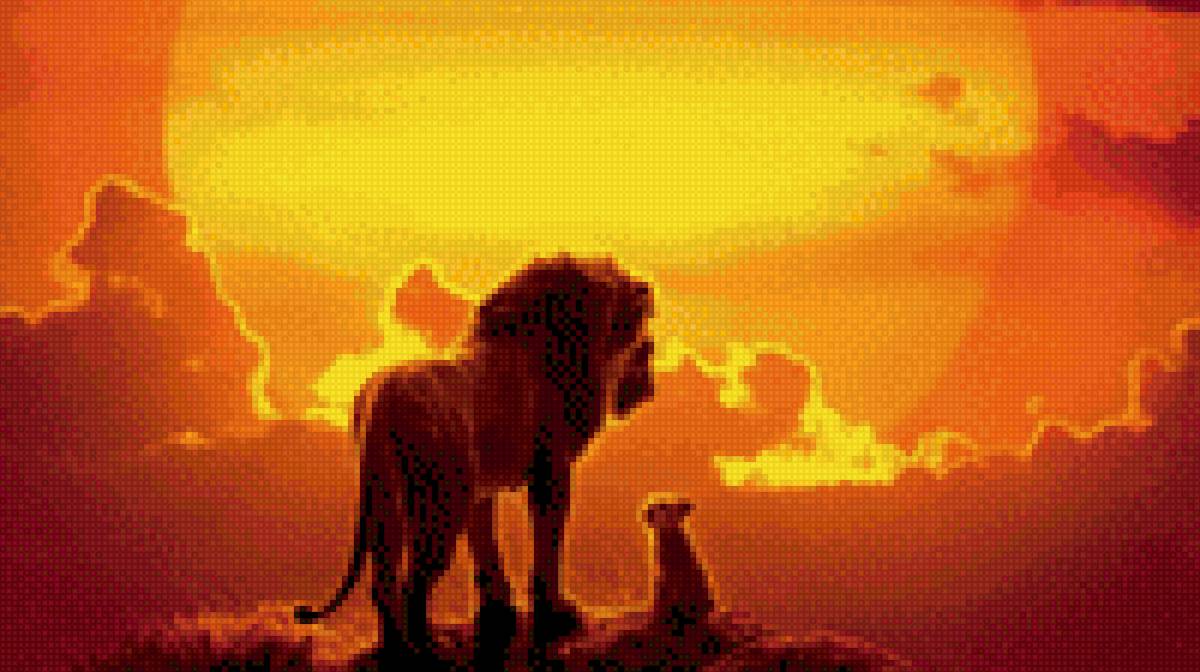 Король Лев - закат, львенок, лев - предпросмотр