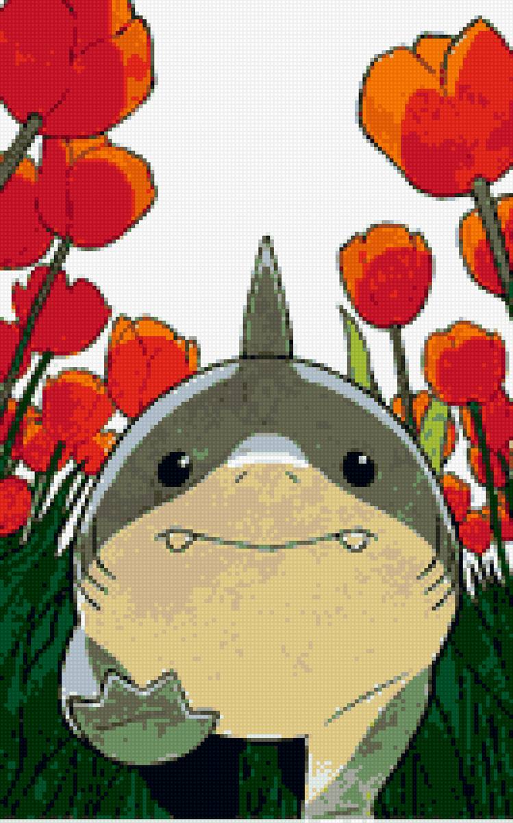 акула и тюльпаны - тюльпаны, акула - предпросмотр