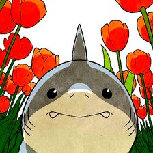 Схема вышивки «акула и тюльпаны»