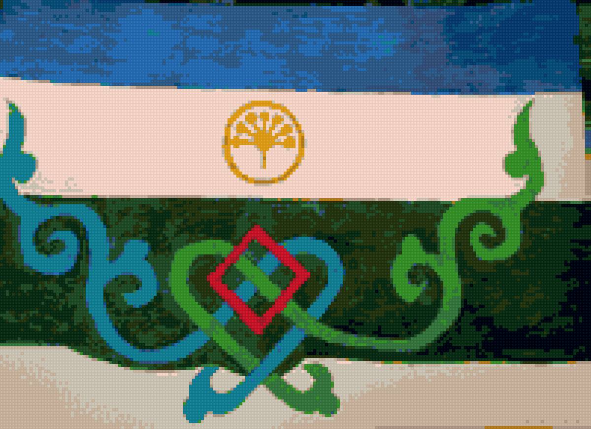 флаг республики башкорт и орнамет башкортов - башкорт, республика, флаг, орнамент - предпросмотр