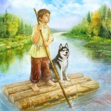Схема вышивки «Мальчик с собачкой»