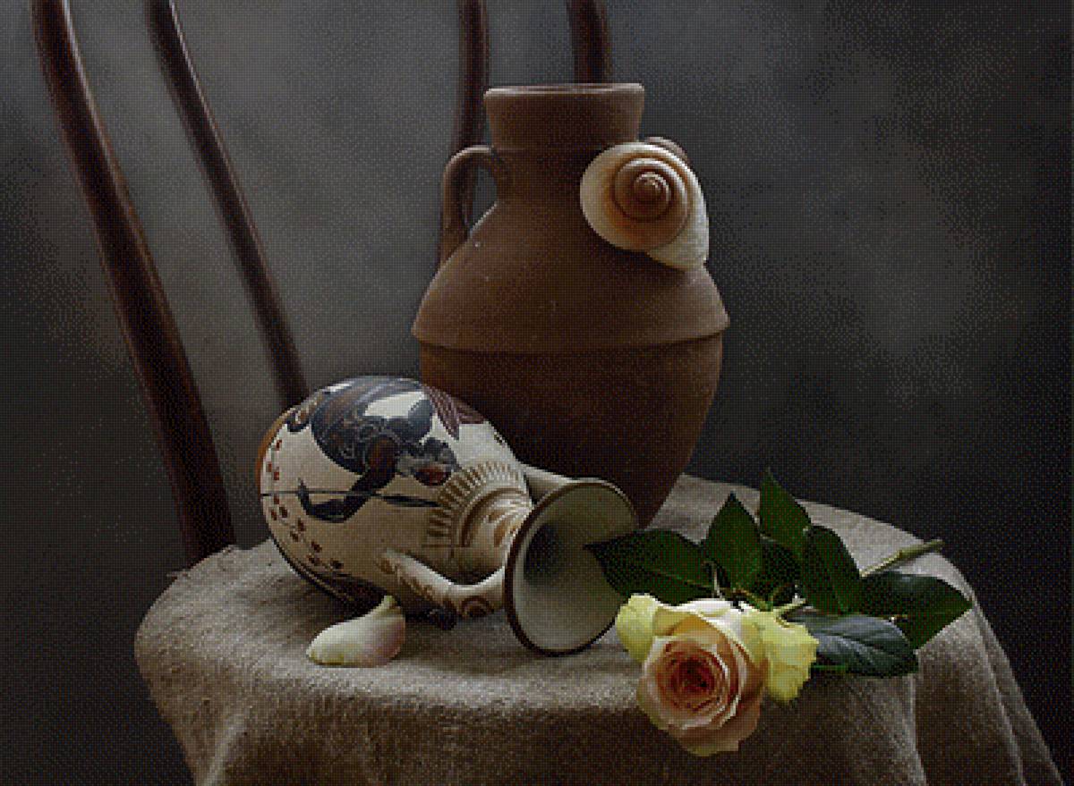 №2523373 - роза, натюрморт, улитка, графин - предпросмотр