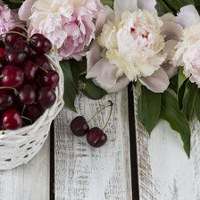 Схема вышивки «Пионы и черешня»