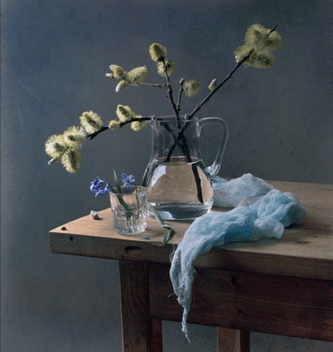 Весна - верба, цветы, букет, натюрморт - предпросмотр