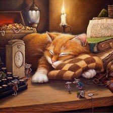 Схема вышивки «Пока кот спит 2»