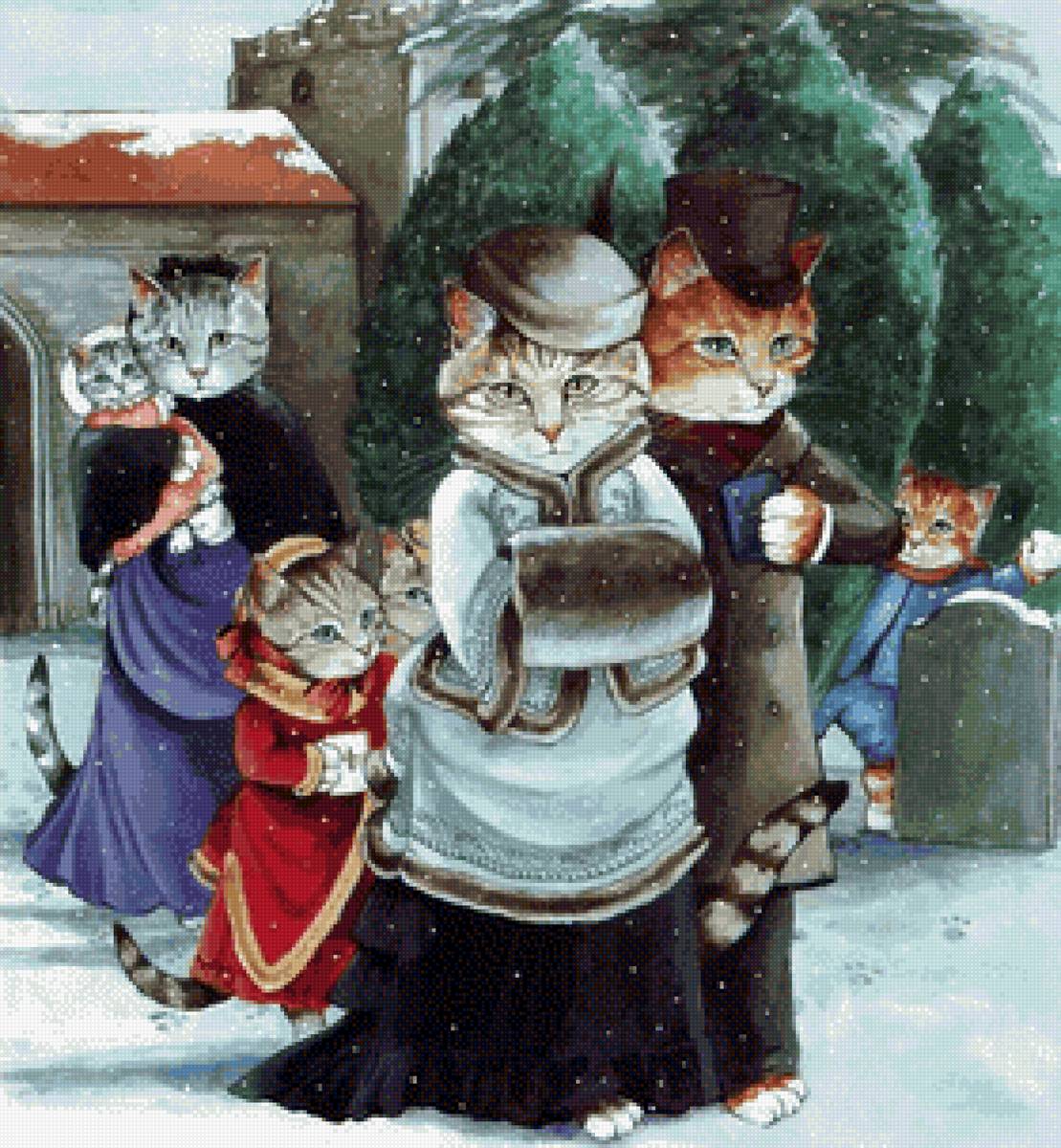 Котосемейство - кошки картины - предпросмотр