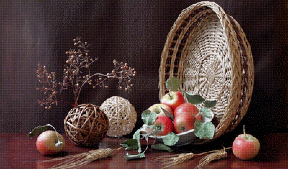 Яблоки - яблоки, натюрморт, корзина - предпросмотр