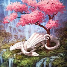 Схема вышивки «Сакура и дракон»