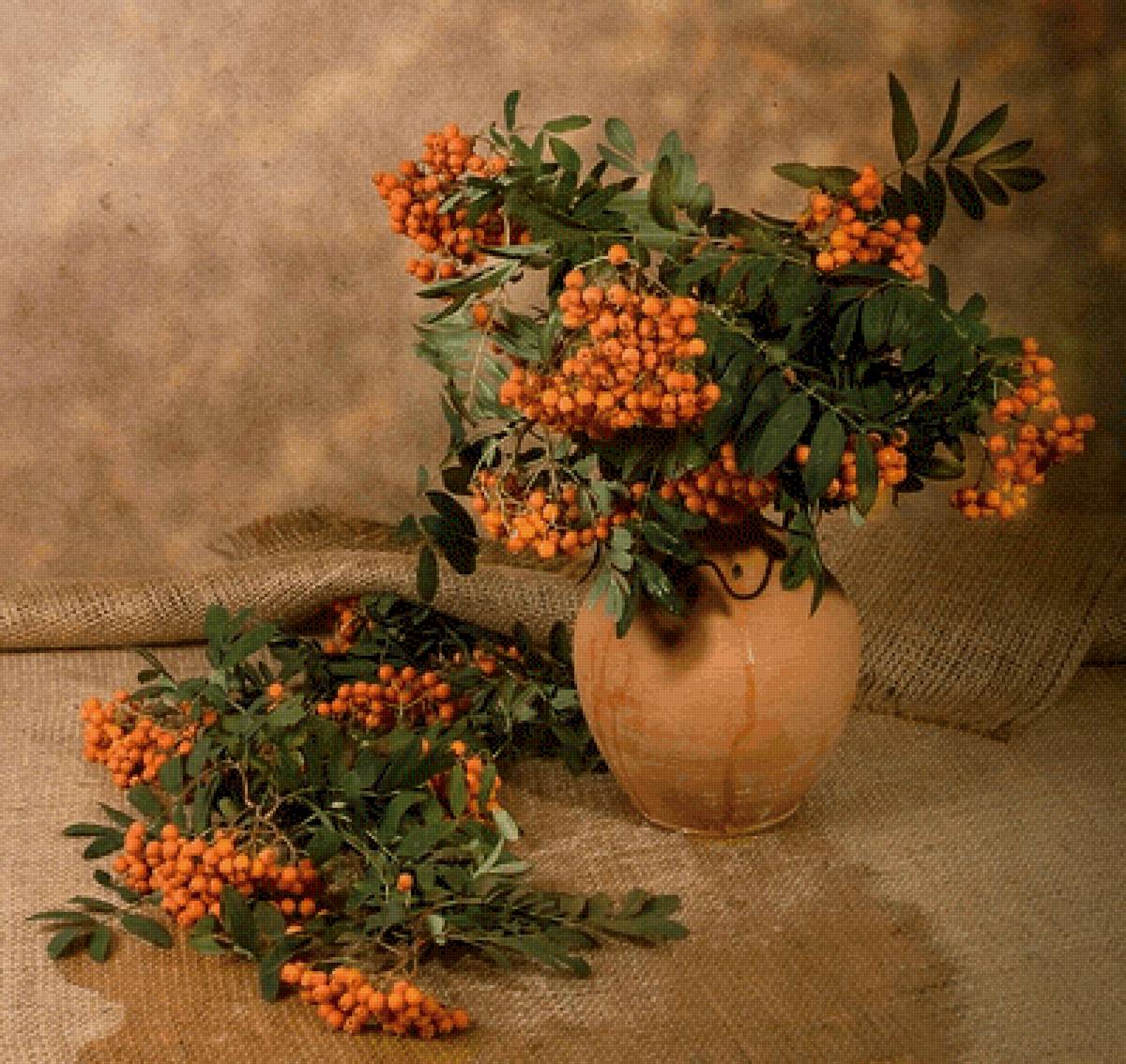 Рябина - рябина, ягоды, осень, натюрморт, букет - предпросмотр